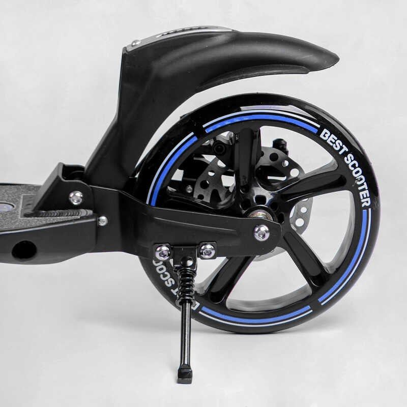 Самокат двоколісний "Best Scooter" (ФАРА, переднє колесо PU 230 мм, заднє колесо 200мм, 2 амортизатори, дискове гальмо, затискач керма) фото 5 Самокат двоколісний "Best Scooter" (ФАРА, переднє колесо PU 230 мм, заднє колесо 200мм, 2 амортизатори, дискове гальмо, затискач керма) фото 5