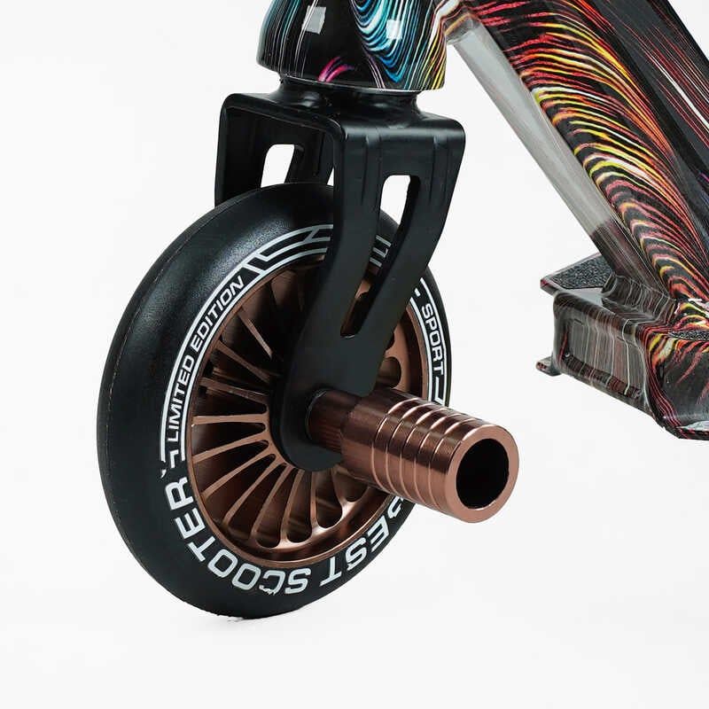 Самокат трюковий "Best Scooter" (HIC-система, ПЕГИ, алюмінієвий диск та дека з ПРИНТОМ, колеса PU, d = 110мм, ширина керма - 60 см) фото 5 Самокат трюковий "Best Scooter" (HIC-система, ПЕГИ, алюмінієвий диск та дека з ПРИНТОМ, колеса PU, d = 110мм, ширина керма - 60 см) фото 5