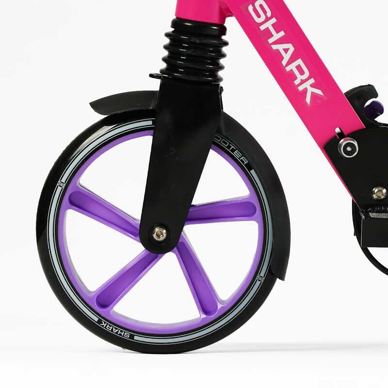 Самокат двоколісний "Best Scooter SHARK" (з ручним гальмом, затискач керма, колеса PU - 20 см, 1 амортизатор, в коробці)  фото 5