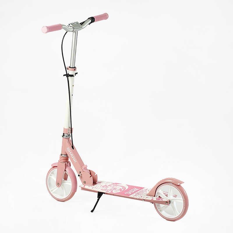 Самокат двухколесный "Best Scooter SHARK" (с ручным тормозом, зажим руля, колеса PU – 20 см, 1 амортизатор, в коробке)  фото 5