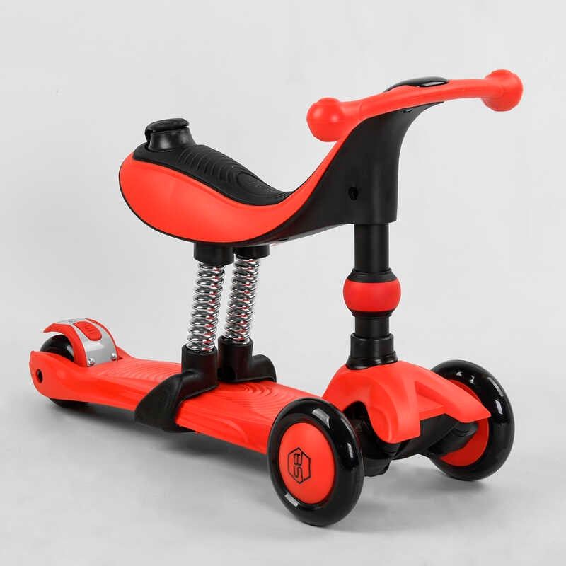Самокат-велобіг 3в1 триколісний BS-71899 (4) Best Scooter, 3 колеса PU зі світлом, сидіння, амортизатори, батьківська ручка  фото 5