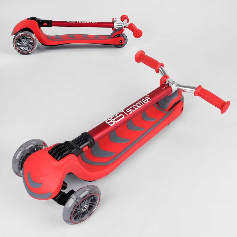 Самокат трехколесный Y-00325 (4) Best Scooter, КРАСНЫЙ, складной алюминиевый руль, 4 колеса PU со светом, d=12 см фото 5 Самокат трехколесный Y-00325 (4) Best Scooter, КРАСНЫЙ, складной алюминиевый руль, 4 колеса PU со светом, d=12 см фото 5