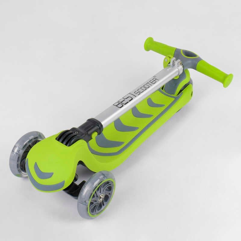 Самокат трехколесный 46987 (4) Best Scooter, САЛАТОВЫЙ, складной алюминиевый руль, 4 колеса PU со светом, d=12 см фото 5 Самокат трехколесный 46987 (4) Best Scooter, САЛАТОВЫЙ, складной алюминиевый руль, 4 колеса PU со светом, d=12 см фото 5