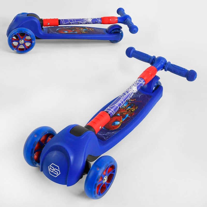 Самокат трехколесный 47359 Best Scooter (1) СВЕТ КОЛЕС И ДИСКОВ, складной руль, передние колёса PU 120х35мм, задние колеса PU 80х48мм  фото 5