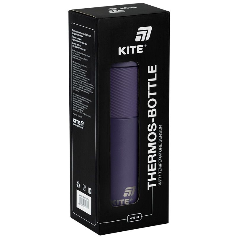 Термос з термодатчиком 450 мл,  фіолетовий  фото 5