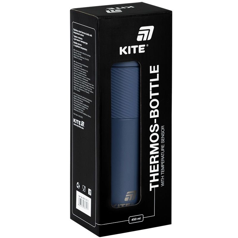 Термос з термодатчиком 450 мл,  синій  фото 5