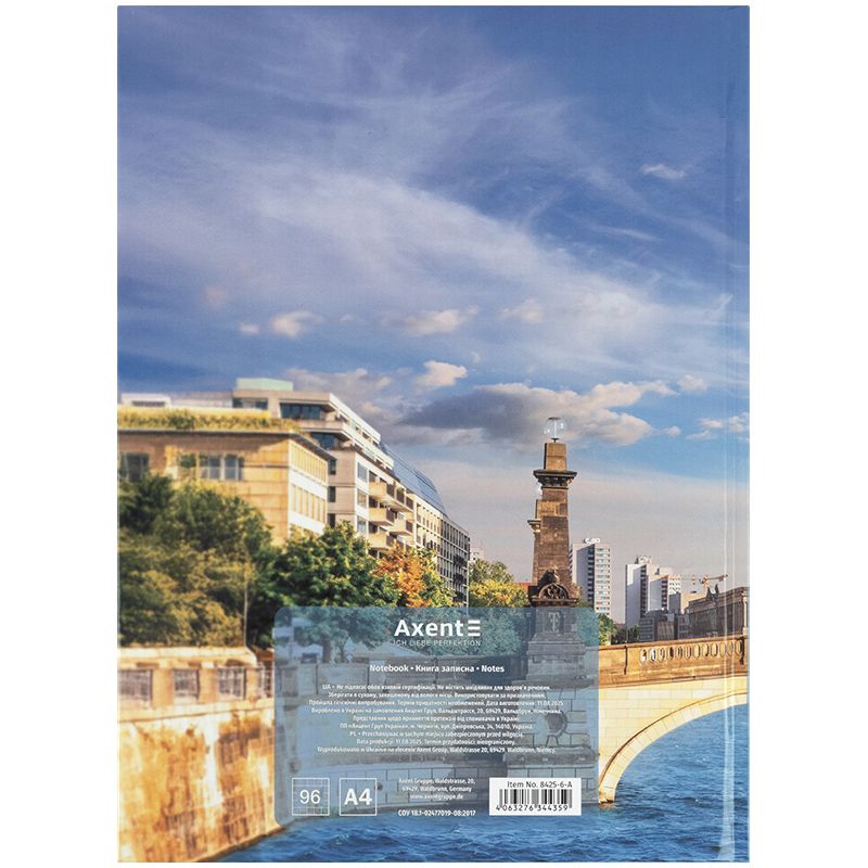 Книга записна А4-, 203*273 мм,96арк. , кліт. , City, Berlin  фото 5