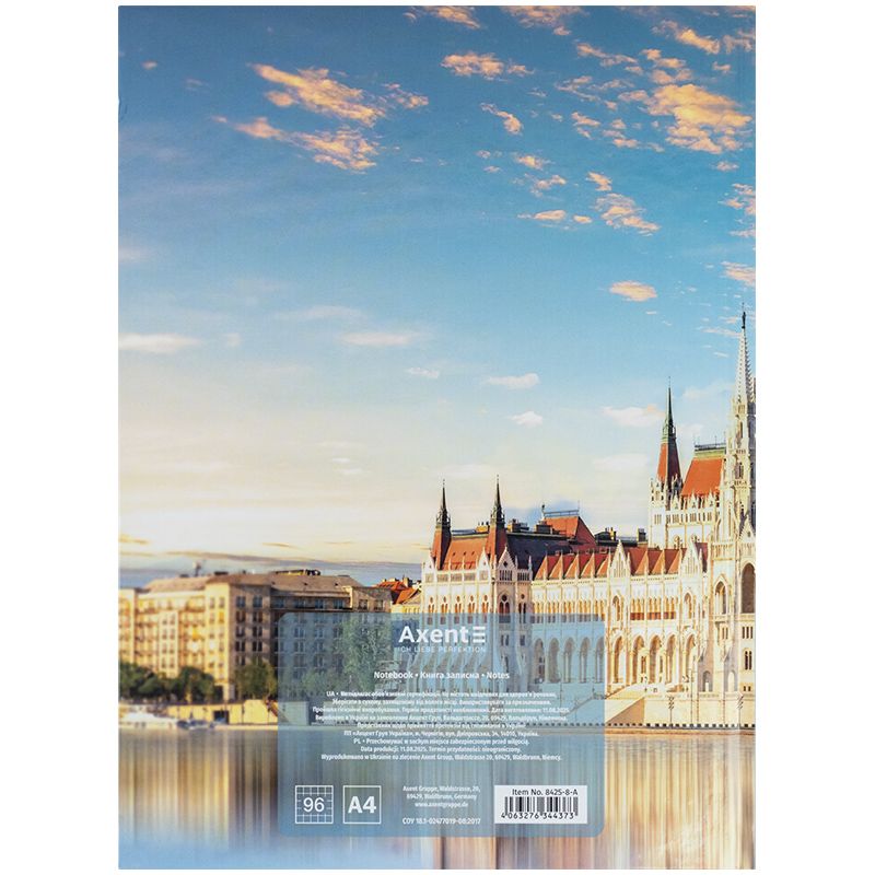 Книга записна А4-, 203*273 мм,96арк. , кліт. , City,  Budapest  фото 5
