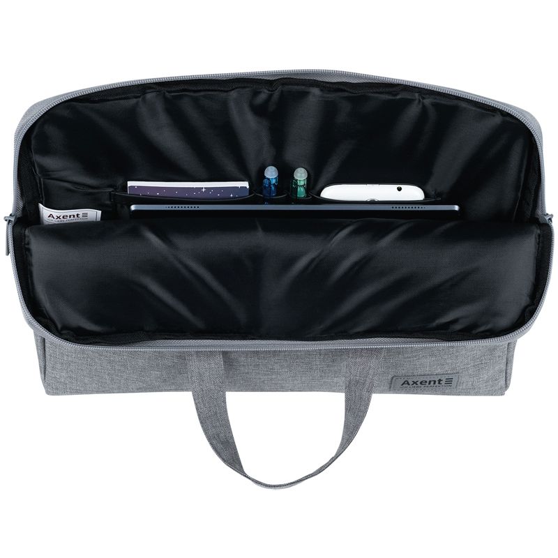 Сумка для документів текстильна А4, 1 відділ, світло-сіра  фото 5