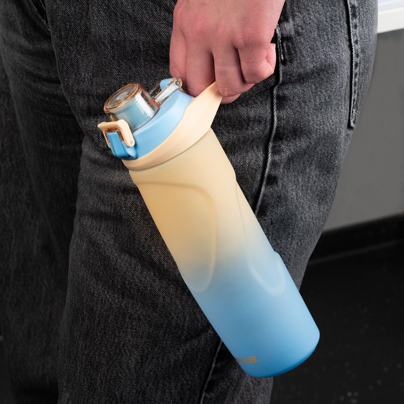 Пляшечка для води 760 мл, бежево-синя  фото 5