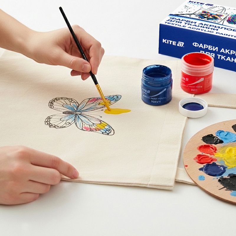 Фарби акрилові для тканини, 12 кольорів, 20 мл, Kite Creative  фото 5