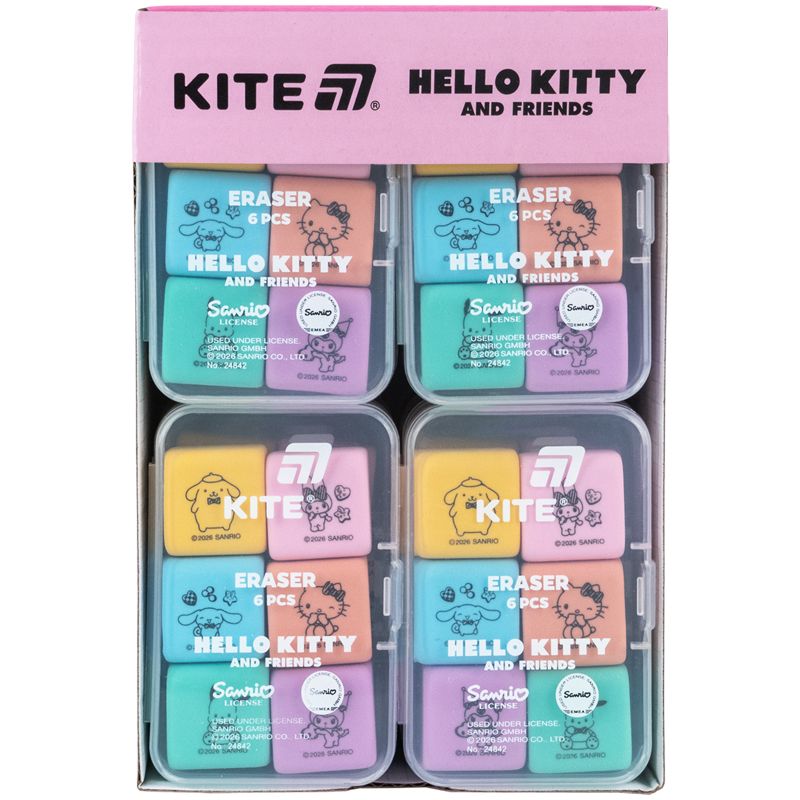 Набір гумок у пластик.  боксі Hello Kitty and Friends 6 шт. ,  фото 5