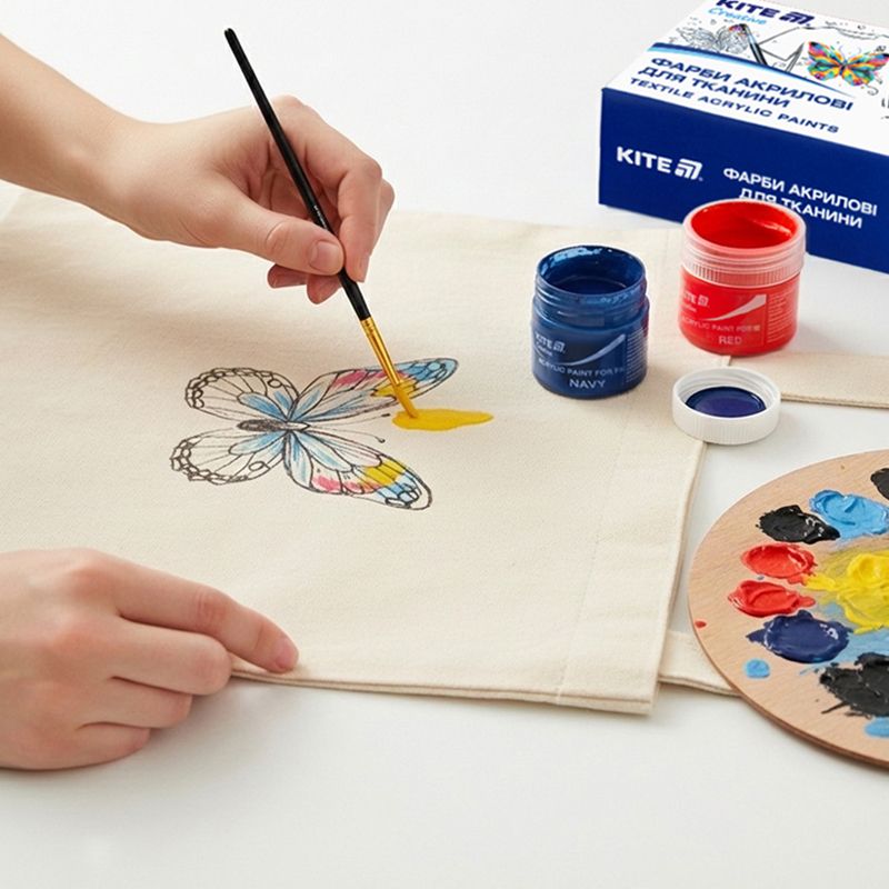 Фарби акрилові для тканини, 6 кольорів, 20 мл, Kite Creative  фото 5