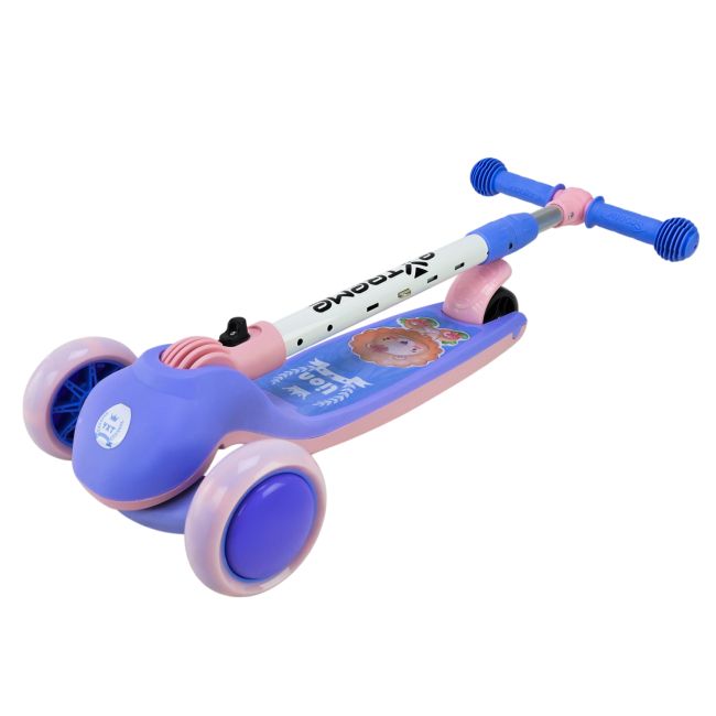 Самокат дитячий 3-х коліс, 2 колеса - PU світло, заднє - пластик, у коробці (РОЖЕВИЙ)  фото 5