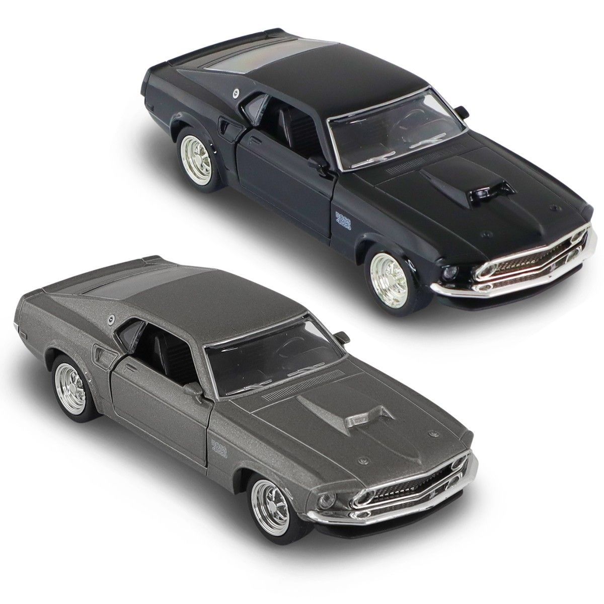 Автомодель – Ford Mustang Boss 429 1969 (серый, чёрный)  фото 5