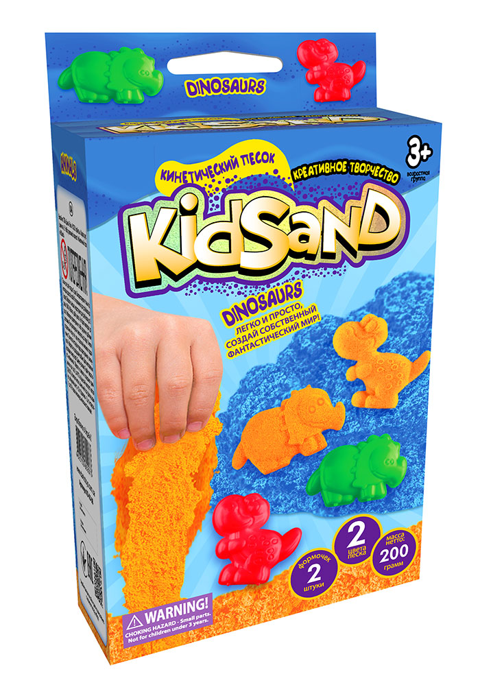 Кінетичний пісок "KidSand: Динозаври" з формочками, 200 г (рус) Кінетичний пісок "KidSand: Динозаври" з формочками, 200 г (рус)