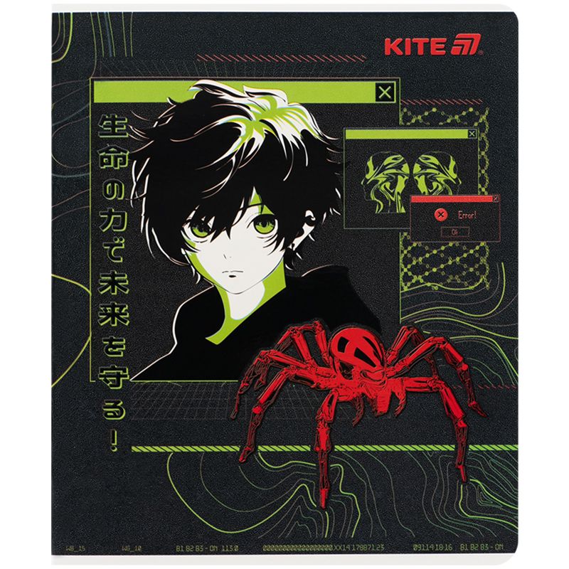 Зошит 24 арк. , кл. , гібр. лак + УФ лак, Kite Anime Зошит 24 арк. , кл. , гібр. лак + УФ лак, Kite Anime