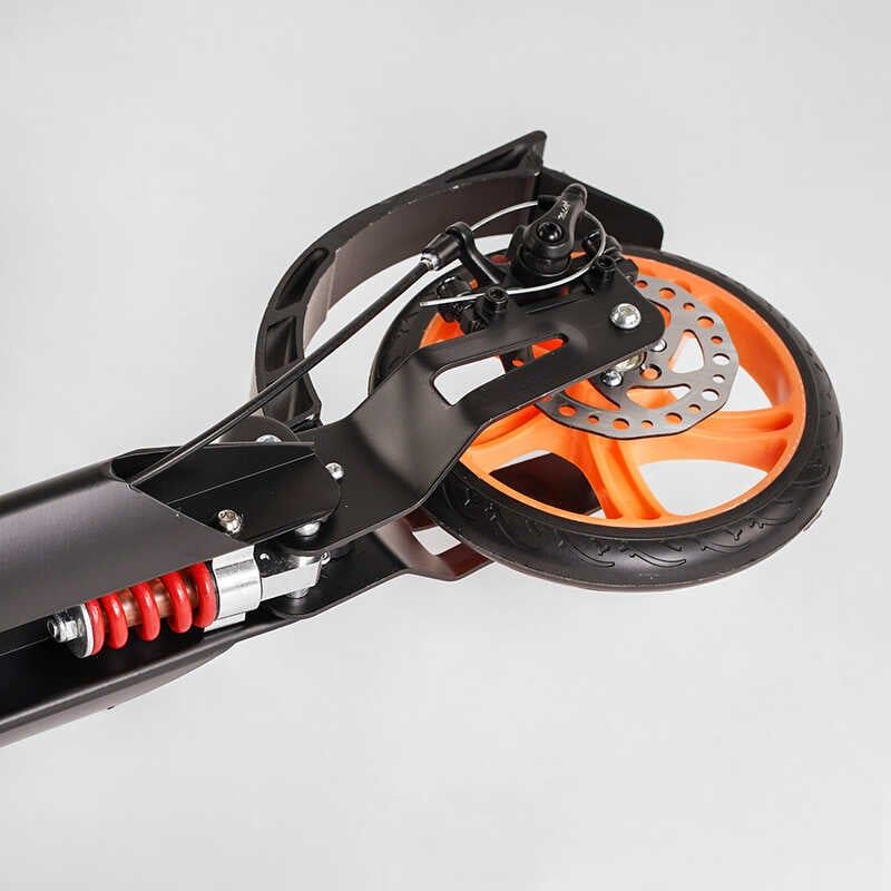 Самокат алюмінієвий "Best Scooter Factor" (ручне дискове гальмо, діаметр PU коліс - 200мм, 2 амортизатори, підсклянник) фото 6 Самокат алюмінієвий "Best Scooter Factor" (ручне дискове гальмо, діаметр PU коліс - 200мм, 2 амортизатори, підсклянник) фото 6