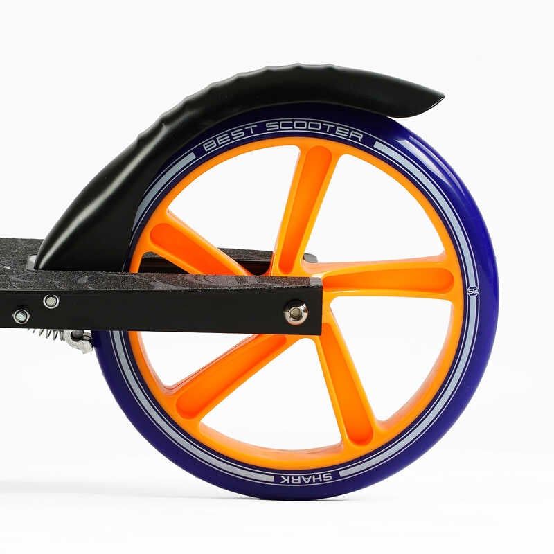 Самокат двоколісний "Best Scooter SHARK" (з ручним гальмом, затискач керма, колеса PU - 20 см, 1 амортизатор, в коробці)  фото 6
