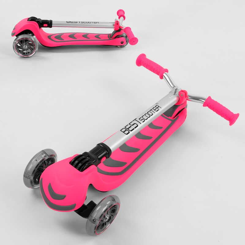 Самокат трехколесный Y-00211 (4) Best Scooter, РОЗОВЫЙ, складной алюминиевый руль, 4 колеса PU со светом, d=12 см фото 6 Самокат трехколесный Y-00211 (4) Best Scooter, РОЗОВЫЙ, складной алюминиевый руль, 4 колеса PU со светом, d=12 см фото 6