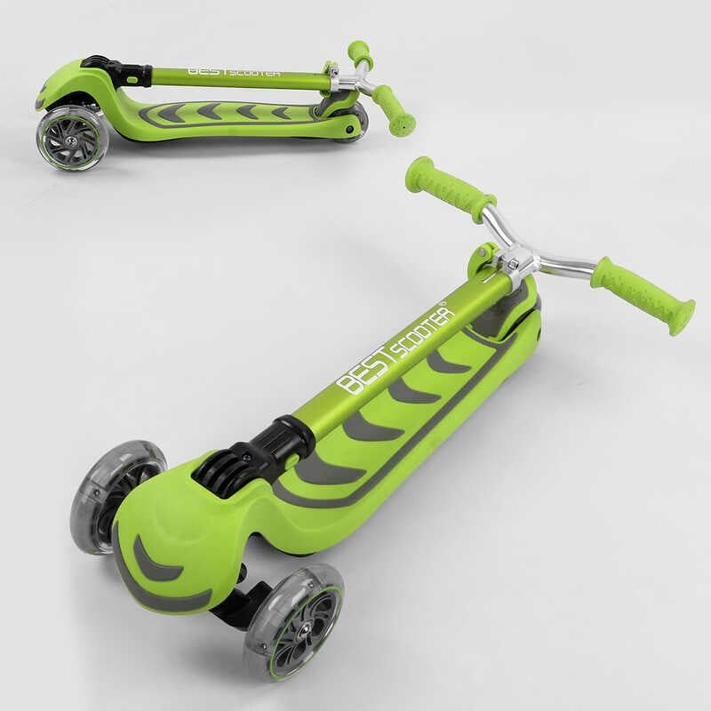 Самокат триколісний Y-00436 (4) Best Scooter, САЛАТОВИЙ, складне алюмінієве кермо, 4 колеса PU зі світлом, d = 12 см фото 6 Самокат триколісний Y-00436 (4) Best Scooter, САЛАТОВИЙ, складне алюмінієве кермо, 4 колеса PU зі світлом, d = 12 см фото 6