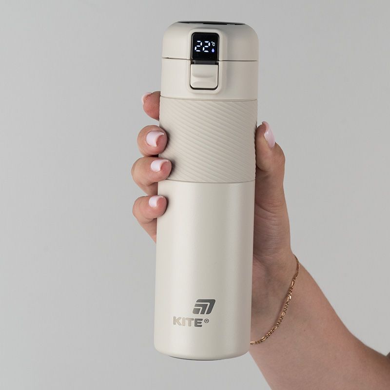 Термос з термодатчиком 450 мл,  бежевий  фото 6