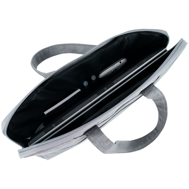 Сумка для документів текстильна А4, 1 відділ, світло-сіра  фото 6