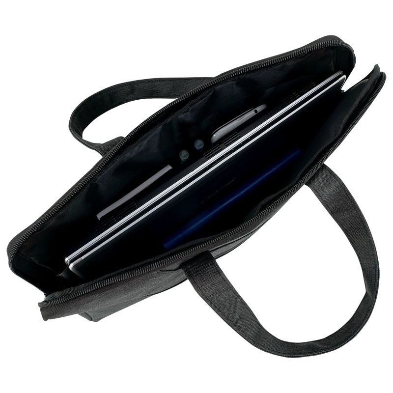 Сумка для документів текстильна А4, 1 відділ, темно-сіра  фото 6