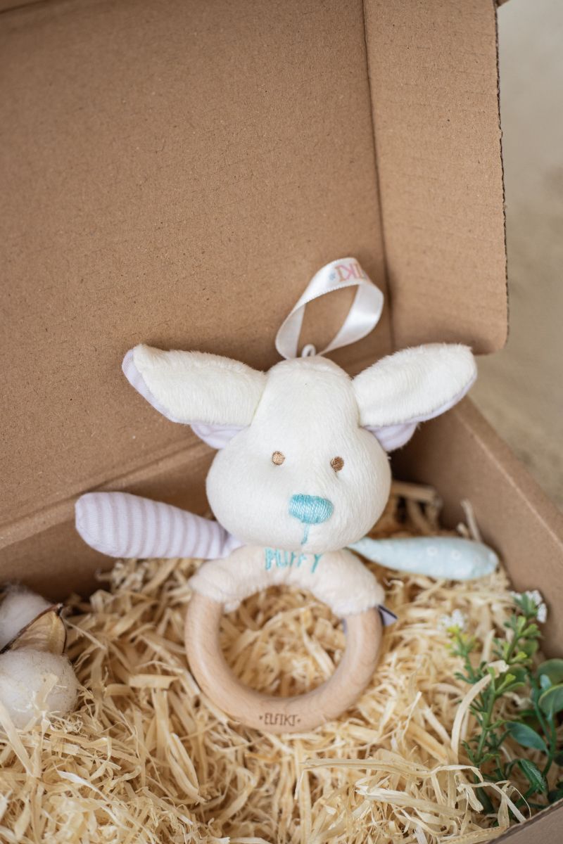 Іграшка - брязкальце з дерев'яним гризунцем ельфік Пуффі, ELFIKI  фото 6