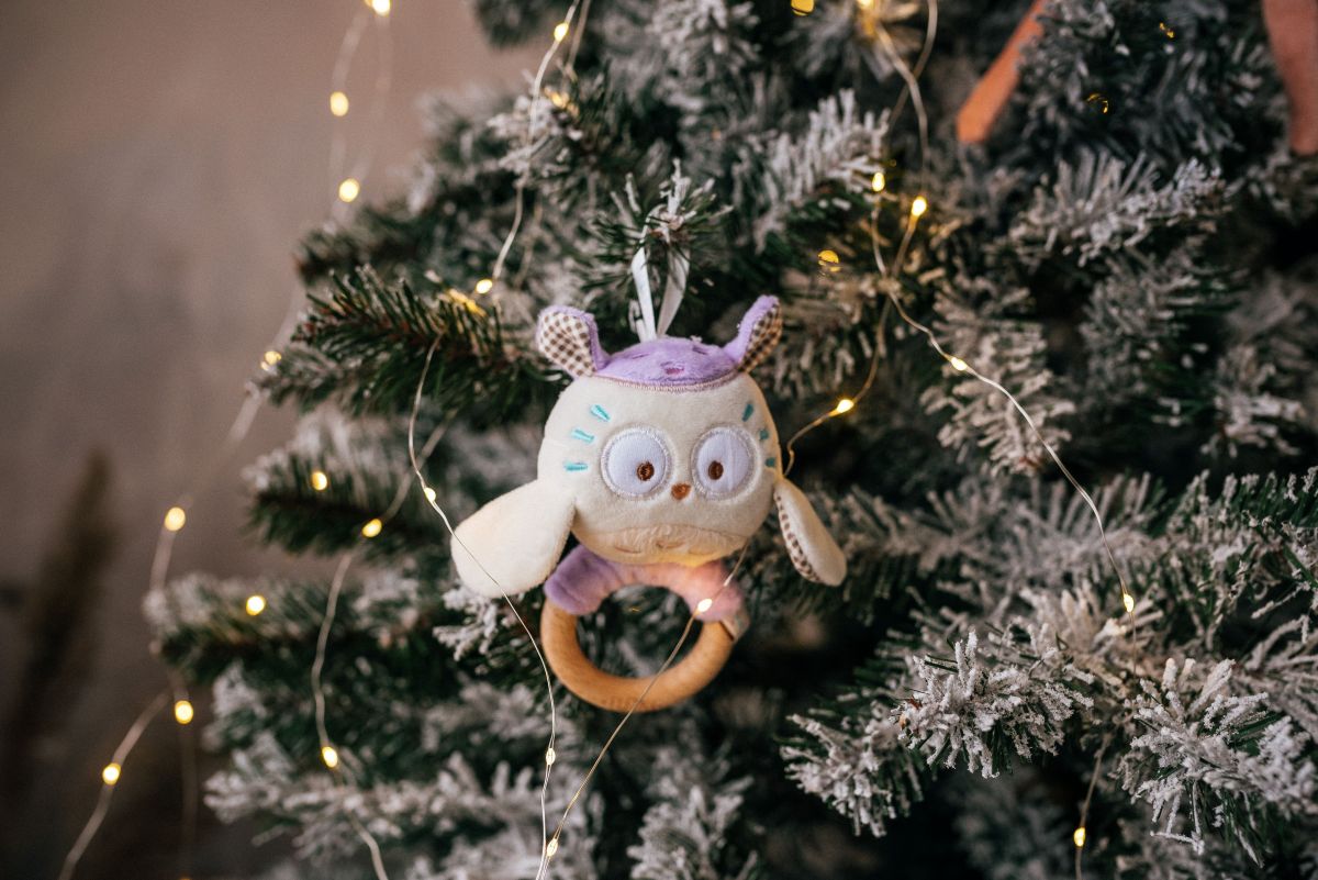 Іграшка - брязкальце з дерев'яним гризунцем сова Мія, ELFIKI  фото 6