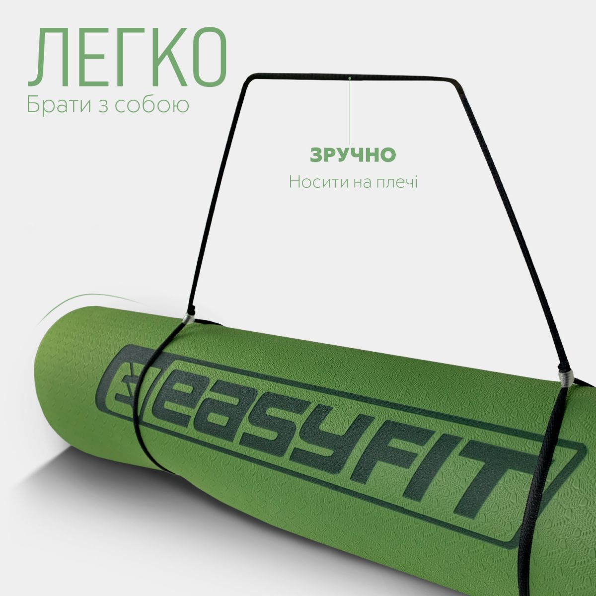 Килимок для йоги та фітнесу EasyFit TPE+TC 6мм двошаровий зелений-чорний  фото 6