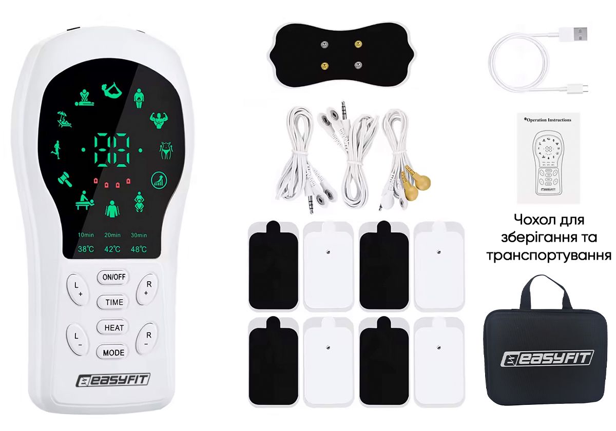 Миостимулятор с подогревом EasyFit Pro ActivePulse импульсный массажер для мышц + Чехол  фото 6