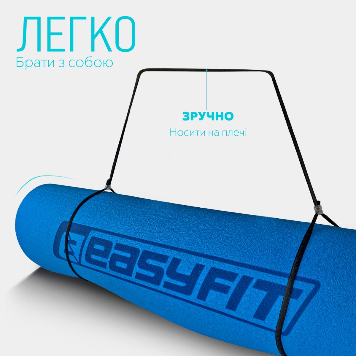 Коврик для йоги и фитнеса EasyFit TPE+TC 6 мм двухслойный синий-желтый  фото 6