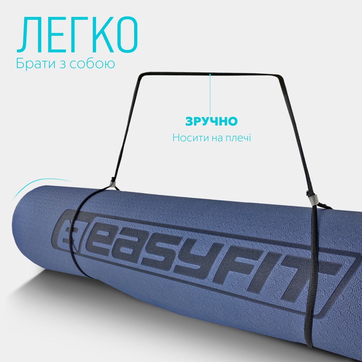 Килимок для йоги та фітнесу EasyFit TPE+TC 6мм двошаровий синій-блакитний  фото 6