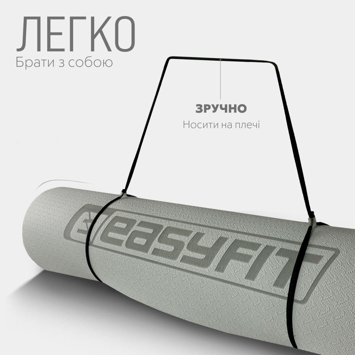 Килимок для йоги та фітнесу EasyFit TPE+TC 6мм двошаровий сірий-чорний  фото 6