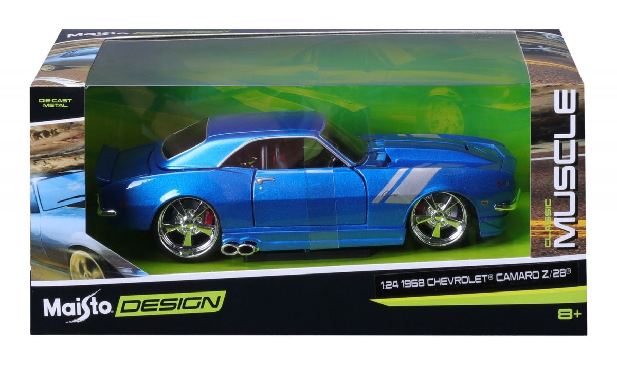 Машинка іграшкова 1968 Chevrolet Camaro Z/28, масштаб 1:24 синій  фото 6