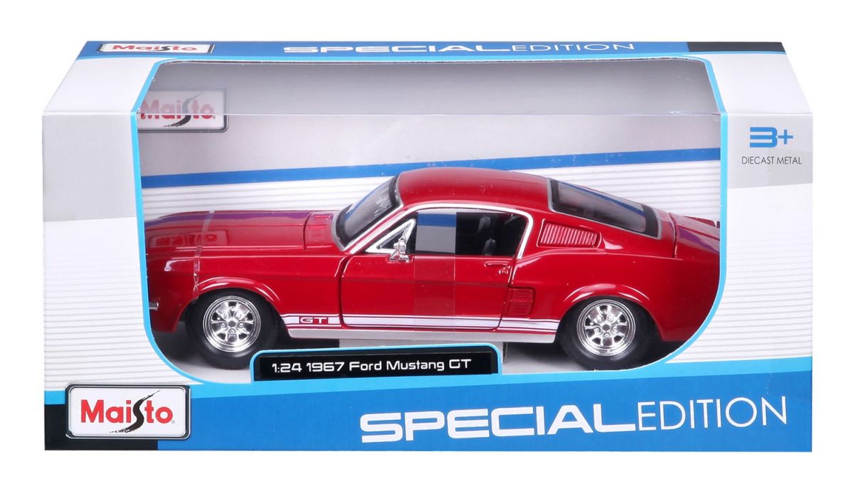 Машинка игрушечная 1967 Ford Mustang GT масштаб 1:24 красный  фото 6