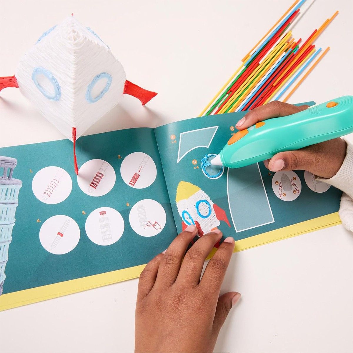 3D-ручка 3Doodler Start Plus для дитячої творчості - Мегакреатив (147 стрижнів, 9 шаблонів)  фото 6