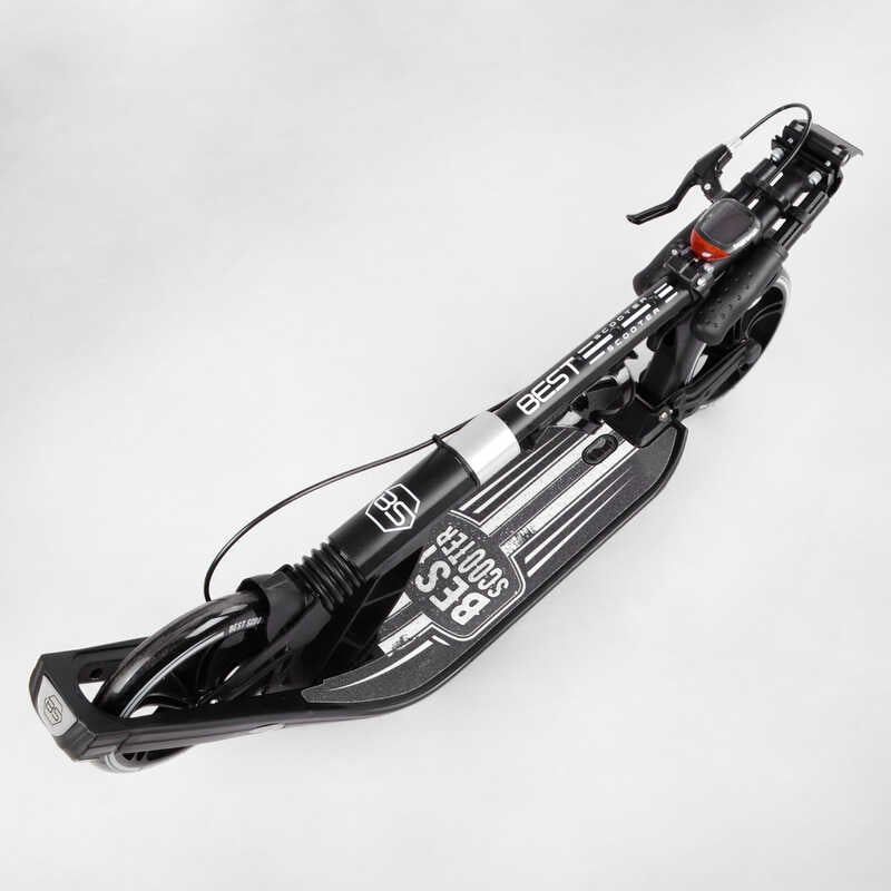 Самокат двоколісний "Best Scooter" (ФАРА, колеса PU 200мм, 2 амортизатори, затискач керма, ручне гальмо, в коробці) фото 7 Самокат двоколісний "Best Scooter" (ФАРА, колеса PU 200мм, 2 амортизатори, затискач керма, ручне гальмо, в коробці) фото 7