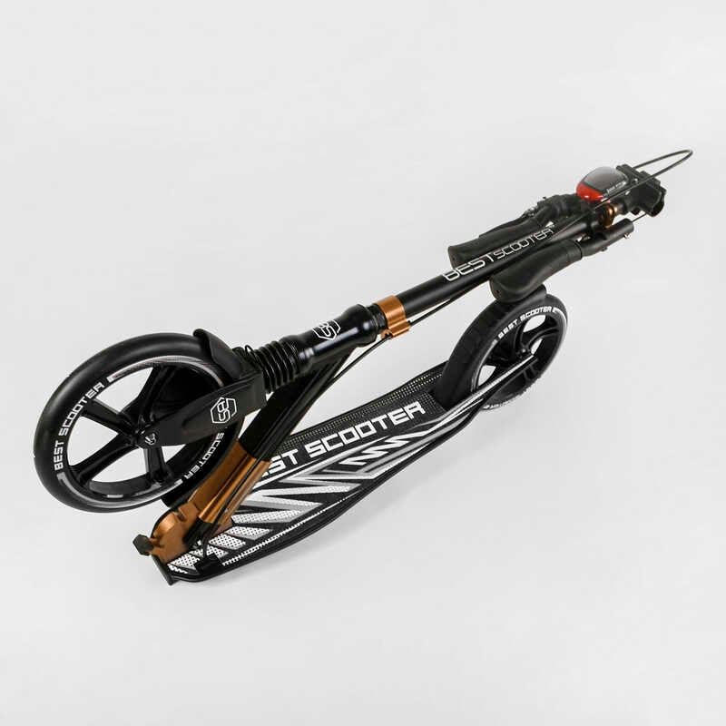 Самокат алюмінієвий "Best Scooter" (колеса PU, ФАРА, затискач керма, d передніх коліс - 230 мм, d задніх коліс 200мм, 1 амортизатор передній) фото 7 Самокат алюмінієвий "Best Scooter" (колеса PU, ФАРА, затискач керма, d передніх коліс - 230 мм, d задніх коліс 200мм, 1 амортизатор передній) фото 7