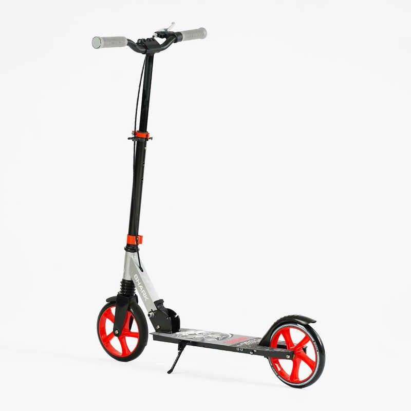 Самокат двоколісний "Best Scooter SHARK" (з ручним гальмом, затискач керма, колеса PU - 20 см, 1 амортизатор, в коробці) фото 7 Самокат двоколісний "Best Scooter SHARK" (з ручним гальмом, затискач керма, колеса PU - 20 см, 1 амортизатор, в коробці) фото 7