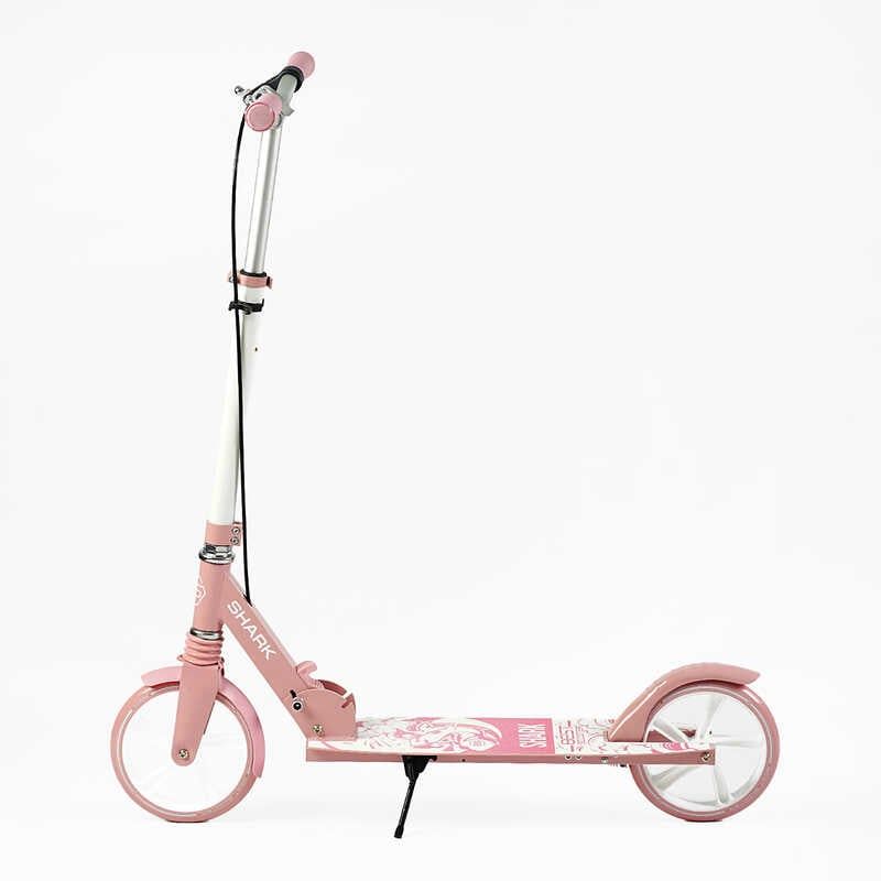 Самокат двухколесный "Best Scooter SHARK" (с ручным тормозом, зажим руля, колеса PU – 20 см, 1 амортизатор, в коробке)  фото 7