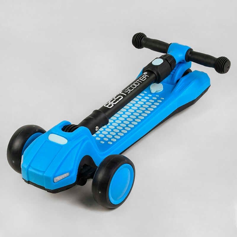 Самокат триколісний "Best Scooter" з парогенератором (6) складне кермо, ЗВУК МАШИНИ, ДИМ, СВІТЛО, пластмасовий, колеса PU 120х35мм, в коробці  фото 7