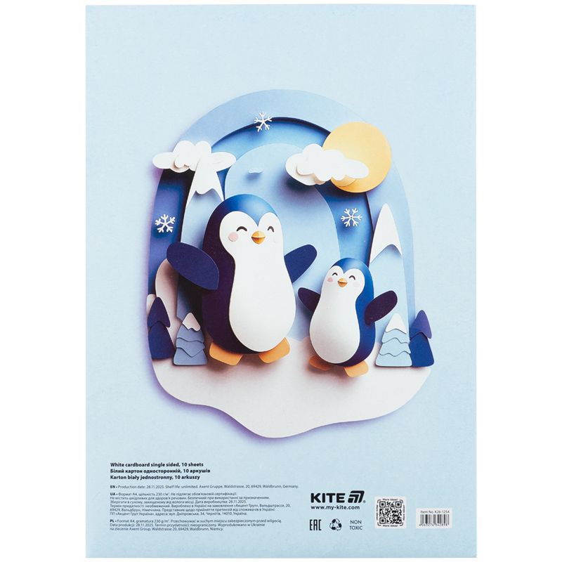 Картон білий односторонній  А4 (10арк), папка, Kite  фото 7