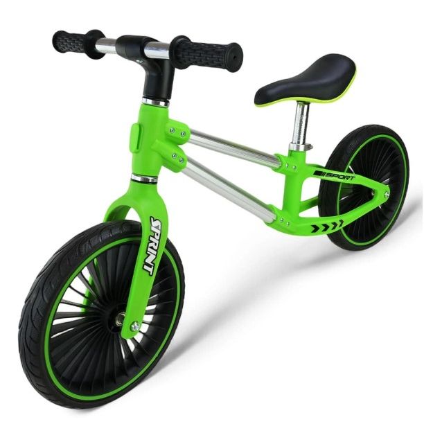 Велобіг сталевий, колеса 12 дюймів PU, зелений (у короб.  63*16*43 см)  фото 7