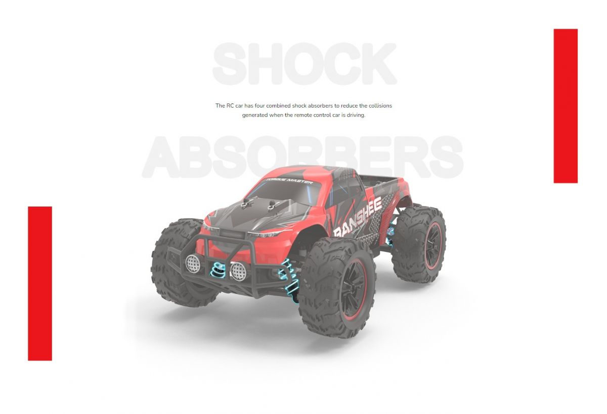 Машинка на р/к Banshee 4x4, 30км/ч, пропорциональное управление, светящиеся фары, 7. 4В/1300мАч  фото 7
