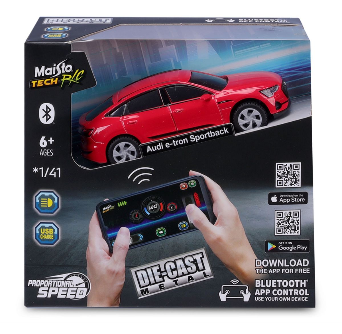 Машинка іграшкова на дистанційному керуванні Audi e-tron Sportback, масштаб 1:41  фото 7