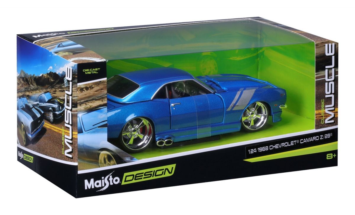 Машинка іграшкова 1968 Chevrolet Camaro Z/28, масштаб 1:24 синій  фото 7