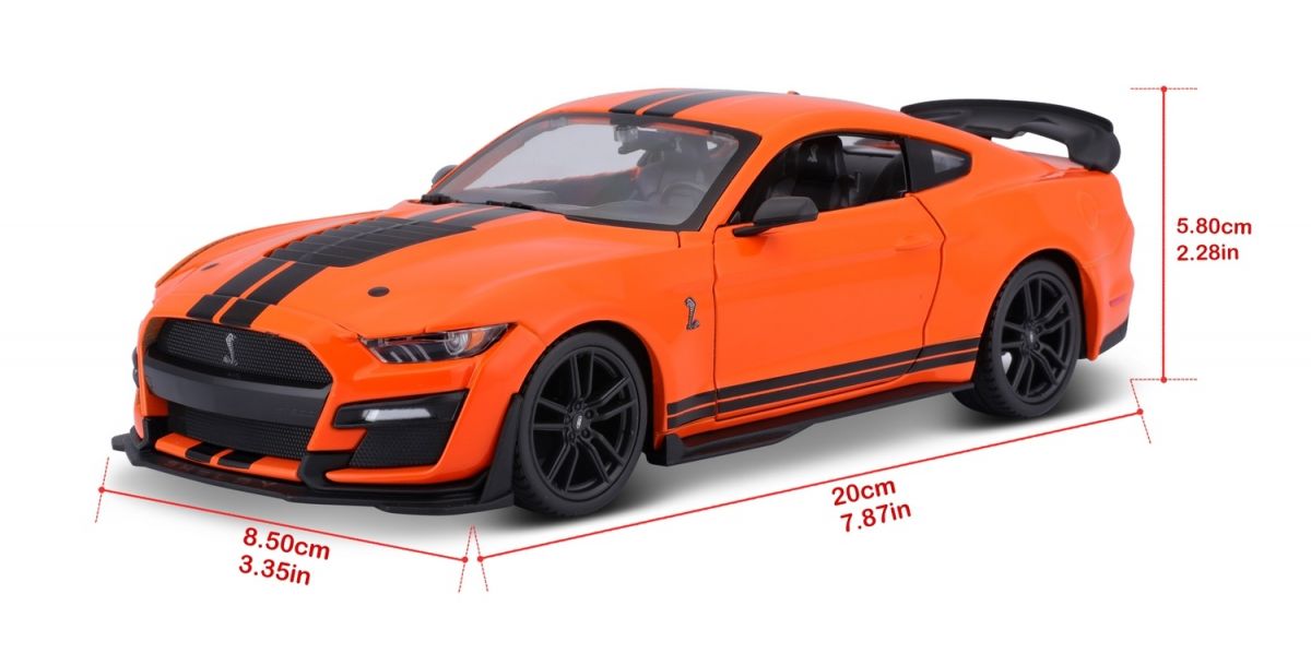 Автомодель в масштабе 1:24 - 2020 Ford Mustang Shelby GT500 оранжевый  фото 7