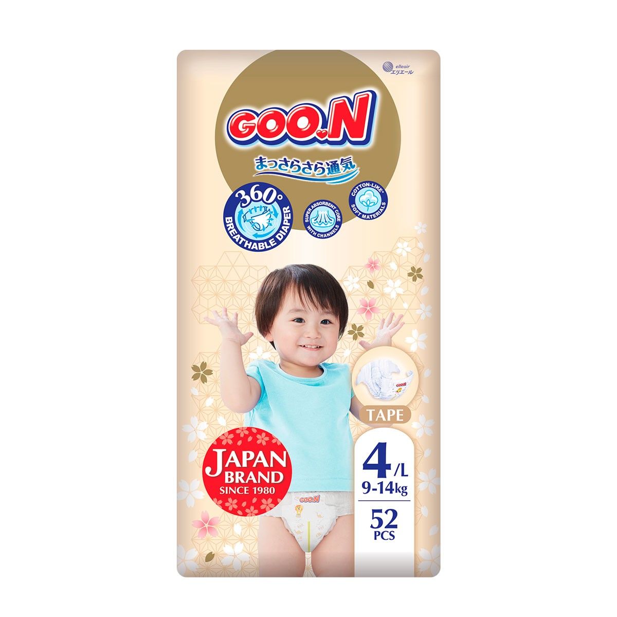 Підгузки Goo. N Premium Soft для дітей (розмір 4(L), 9-14 кг, 52 шт. )